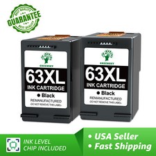 2 Pack 63 XL Black Ink Cartridge for HP Envy 4512 4516 4520 OfficeJet 5255 5258