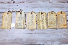 6~Vintage Style~Ephemera~Recipe~Junk Journal~Linen Cardstock~Hang Tags