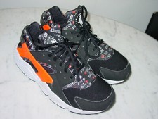 2018 Nike Air Huarache Run "Just Do It" Black/Total Orange/White Shoes Size 10