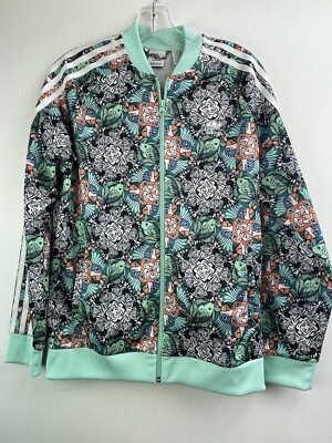 ADIDAS Jungle Tropical Parrot Zebra Print Track Jacket Youth Girl