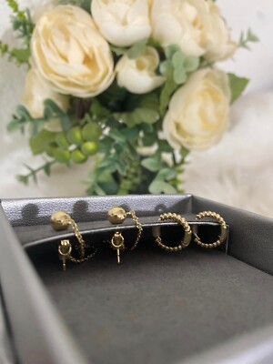 Lussoro 18k Gold Plated Earing Set 2 Pairs Dangle & Hoop- NIB | eBay