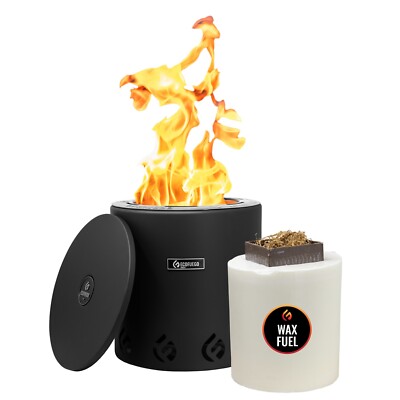 El Campo Portable Wax-Burning Fire Pit & 8-Hour Refill for Camping, Matte Black