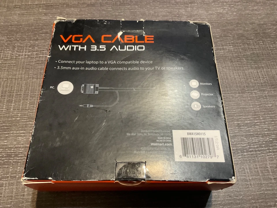 Blackweb VGA Cable With 3.5 Audio 10 FT Connect PC to VGA Compatible Device - Image 2 of 2