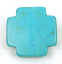 38mm Blue Turquoise Cross Pendant Bead