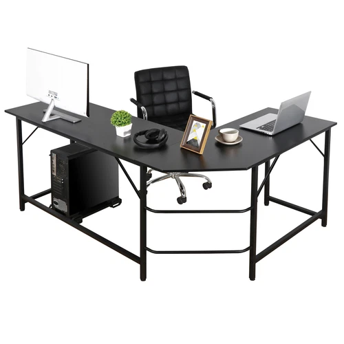  66" L-Shaped Desk Computer Gaming Desk Laptop Table Corner Workstation Office - Picture 3 of 19