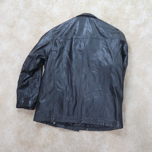 Wilsons M. Julian Leather Coat Jacket Men's Medium Black Leather Button Front - Picture 9 of 13