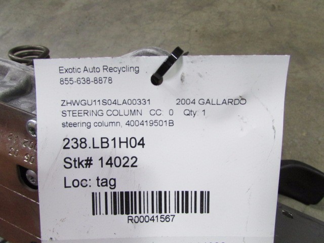 Lamborghini Gallardo, LP550, 560, 570, Steering Column, P/N 400419501B