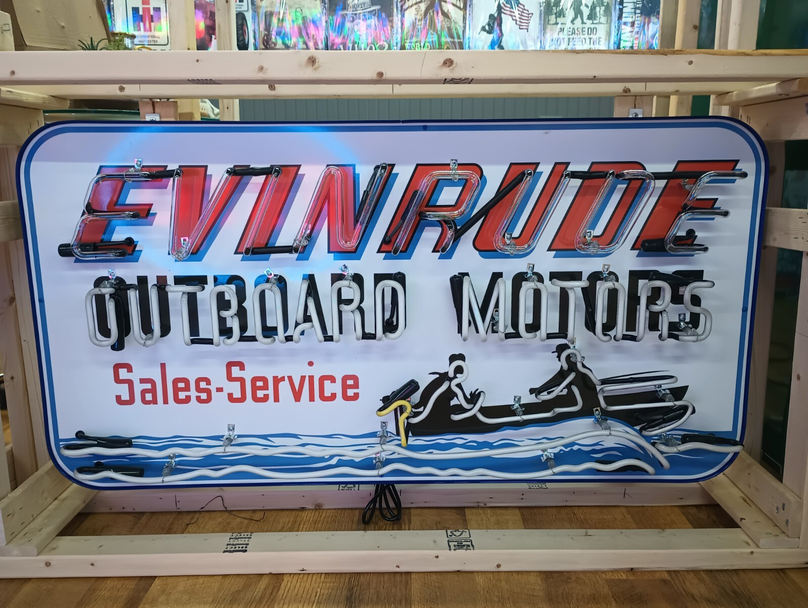 EVINRUDE OUTBOARD MOTORS NEON SIGN AUTHENTIC NEON SIGNS BOAT SALES