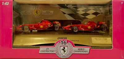 Hot Wheels Ferrari F2008 Raikkonen + Massa Constructor Champion 2008 1/43 L8784