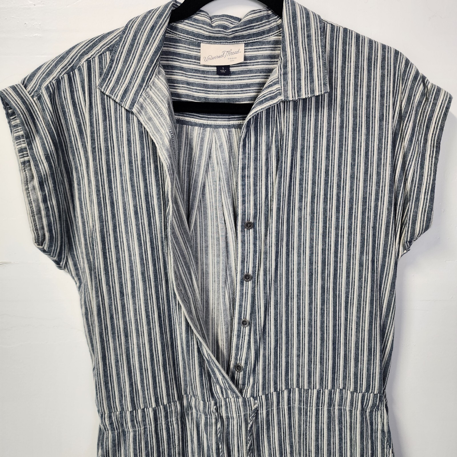 Universal Thread Romper Womens Small Striped Butt… - image 2