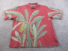 Tommy Bahama Shirt Mens XL 100 Silk Hawaiian Button Up Floral Shirt Vintage