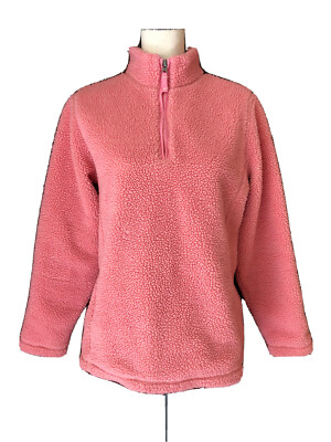 Lands' End Pink Sherpa Quarter Zip Fleece Pullover 100% Cotton Lining S/M (6/8) | eBay