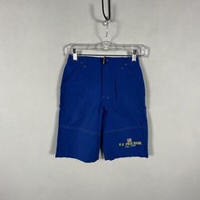 US Polo Assn Swim Trunks Shorts Boys Size 7 Mesh Lining Blue Yellow USPA