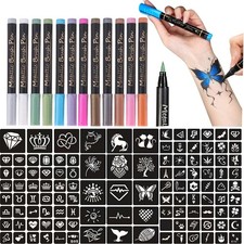Temporary Tattoo Markers for Skin - Dual-End Tattoo Pens for Body Face Art w...