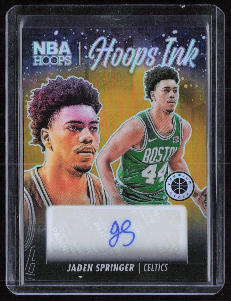 2023-24 Hoops Premium Stock Jaden Springer Hoops Ink Gold Prizm Autographs #/10