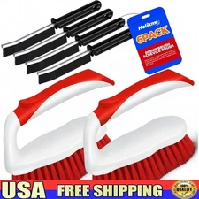 Complete Scrub Brush Set Heavy Duty Ergonomic Handle Bathroom Kitchen Cleaning