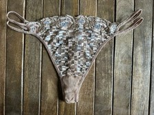Vtg L Beige Sheer Lace Thong String Bikini Panty Panties
