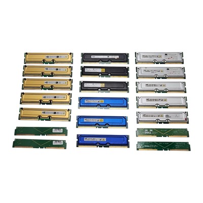 Rambus 184-Pin RDRAM RIMM Memory Modules Lot - 1x64MB 15x128MB 4xBlank