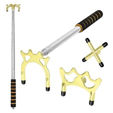 Retractable Pool Cue Bridge Stick Set with 3 Removable Brass Bridge Heads Sno...