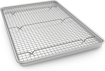 24 Inch Baking Sheet Pans W/ Rack Set Natural Aluminum Cookie Sheet Extra Large