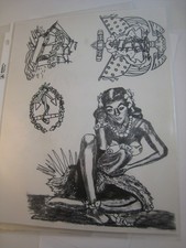 lot of 7 Tattoo Flash Stencils ... Hula Girls, Mermaids and more