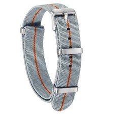 Elastic Nylon Watch Band 18mm Waterproof One-Piece Watch Strap Light Grey/Orange