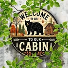 Cabin Tin Metal Sign Wall Decor Vintage Welcome to Our Cabin 8x8
