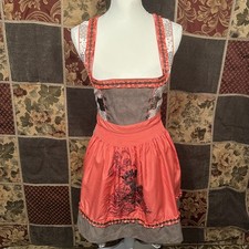 Kruger Madl Dirndl Dress Women's 36 Rhinestone Deer Floral Polka Dot Patchwork