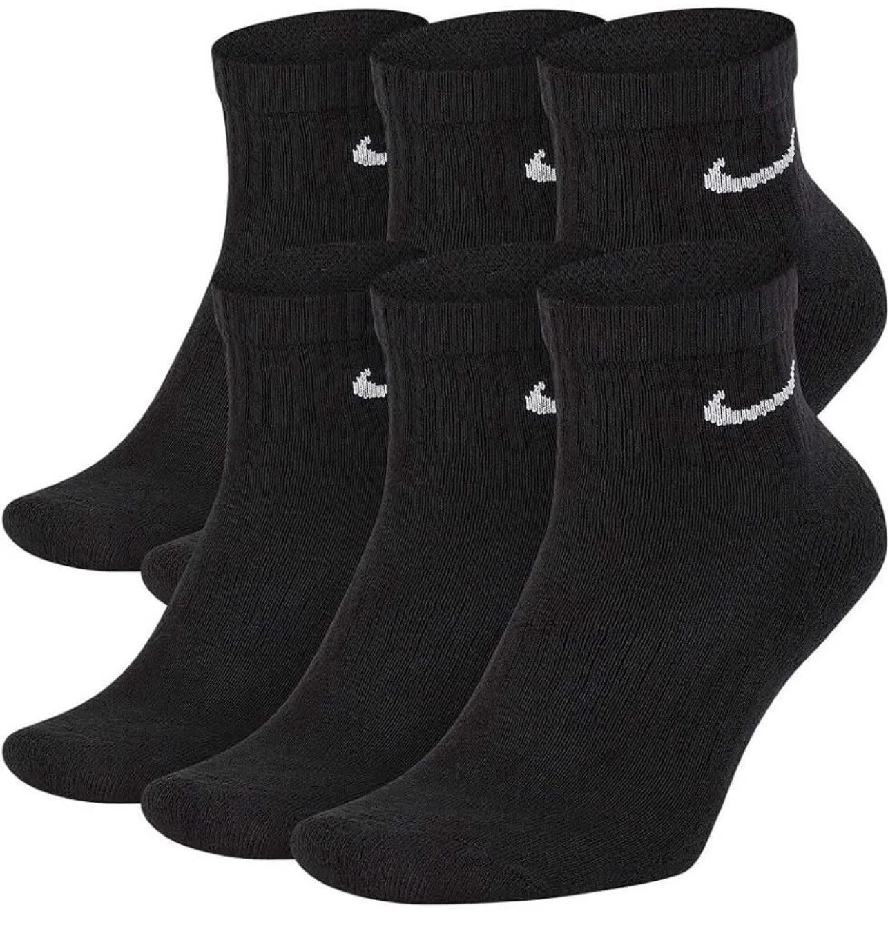 NEW Nike Everyday Cushioned Ankle Socks Black 6 Pack SX7669-010