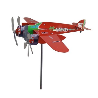 Red Airplane Weathervane, Kinetic Metal Wind Spinners for Yard and Garden, 3D...