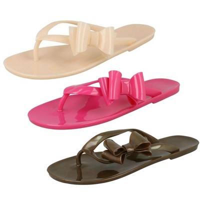 Spot On Damen Flache Jelly Zehensteg Sandale