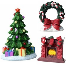 Aquarium Christmas Fireplace Decoration Package- Fish Tank Christmas Tree Sta...