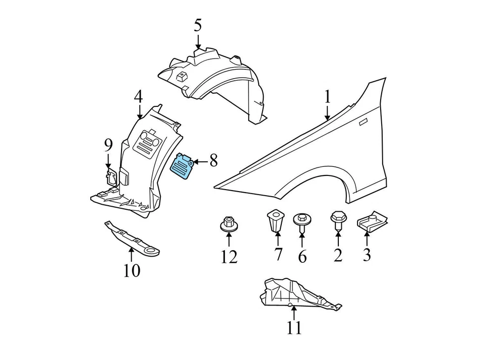 BMW 328I XDRIVE E90 LCI 2009-2012 - Inserto/cubierta del guardabarros delantero derecho Foto 3 de 4