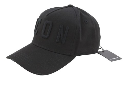 DSQUARED2 Men Cap OS Black Stitched Logo Baseball Style Unisex