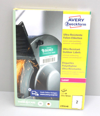 AVERY Zweckform L7916-40 Folienetiketten A4, 80 Aufkleber 210 x 148 mm, 40 Blatt