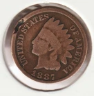 US Rare Old West 1887 Indian Head Penny Coin American Collection Shield Cent USA