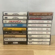 18 Country Music Cassette Tape Lot Hank Williams Patsy Cline Conway Twitty Alaba