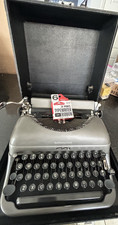 Vintage Remington Rand Portable Typewriter w Case Gray Mid Century thumbnail