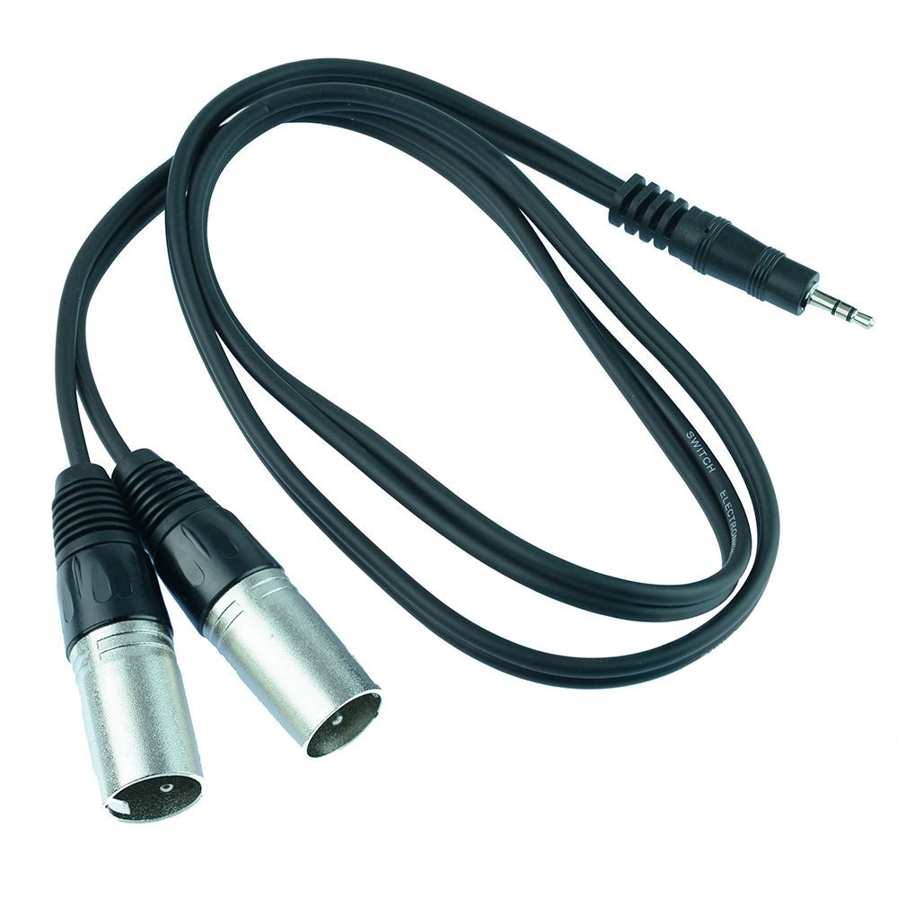 1m 3.5mm Stereo Jack Plug to 2 x XLR Male Plug Audio Lead Cable