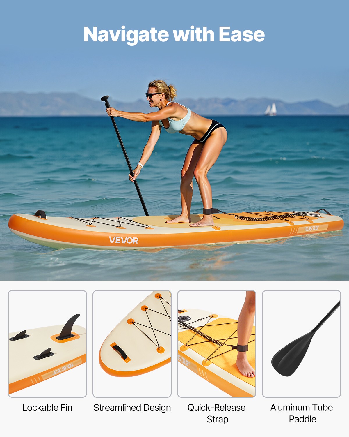 Paddle gonflable rigide VEVOR 323 cm avec technologie drop-stitch stable - 4