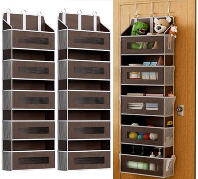2 Pack 5 Tier Over The Door Organizer - Large Capacity Behind Door Hanging Sh...