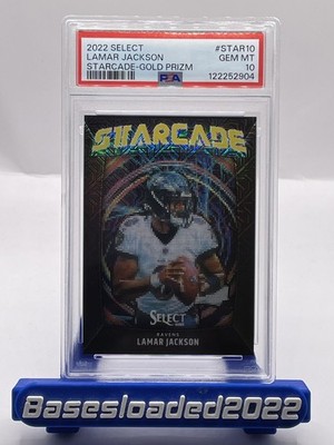 2022 Panini Select - Starcade Lamar Jackson #STAR-10 Gold Prizm /10 Ravens
