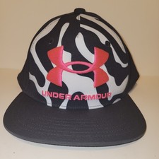 Under Armour UA Flat Fit Snapback Hat Cap Youth OSFA Pink White Black