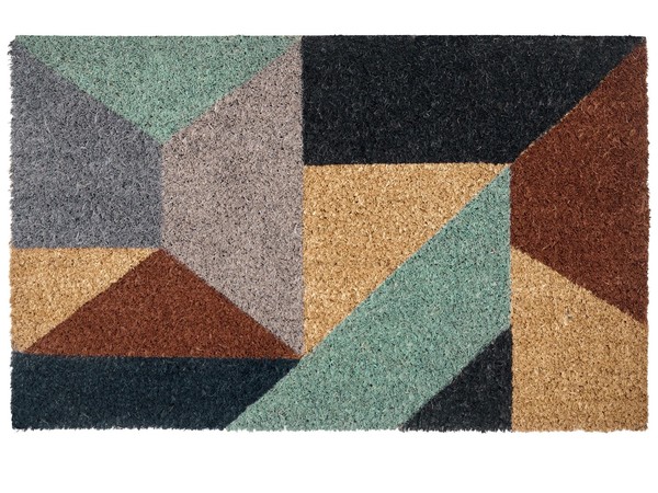 FußMatte Kokosfaser Bunt Rechteckig 45X75 Cm Rutschfest Mit Geometrischem Muster-image