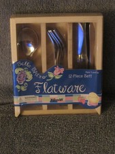 Toysmith Bella Bistro Stainless Steel Children's Flatware and Wooden Holder