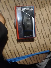 Vintage SANYO AM/FM Portable Stereo Cassette Player MGR59 Red Teated