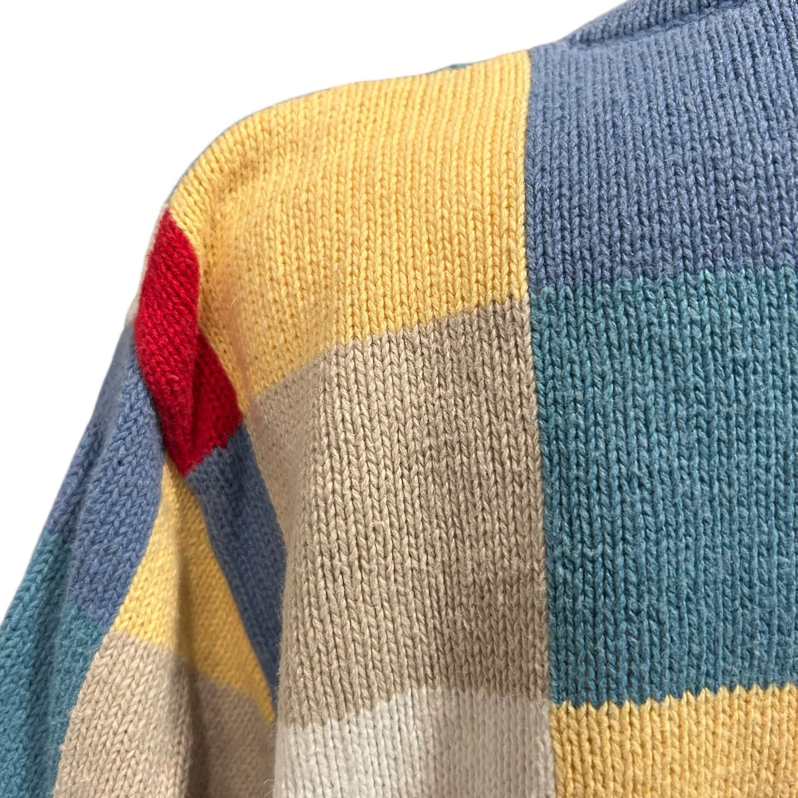 Patchwork Checked Knit Short Sleeve Cardigan Wome… - image 14