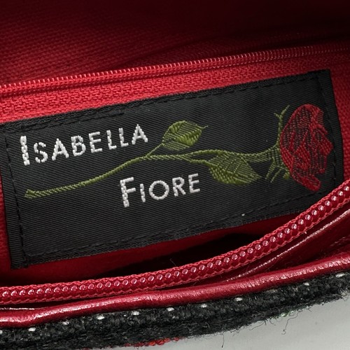 Isabella Fiore Black Shoulder Handbag Micro Mini Clutch With Beaded Rose Purse - Picture 6 of 17