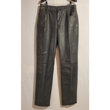 Express Vtg 90s Y2K Black Leather Straight Leg Pants Womens Size 7/8 Biker Goth