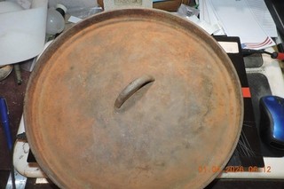 Antique Cast Iron Mountain Man No14 Tite Top Camp Fire Dutch Oven Lid ONLY 1"Rim